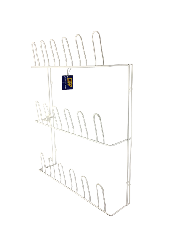 Shoe Rack Wall Mount 3 Tier 9 Pair White L T Williams